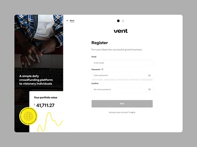 Vent application bazen agency bitcoin blockchain crowdfunding crowdfunding platform crypto crypto app crypto wallet defi design system eth finance financial management fintech grid uiux vent website design