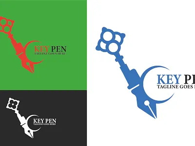 key pen logo design blue pen branding design graphic design illustration key logo pen pencil vector write