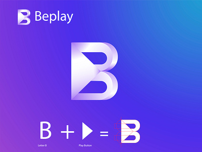 Be Play Logo branding crypto gradient icon letter mark live mark marketing media multimedia music play player record sound streaming symbol technology triangle video