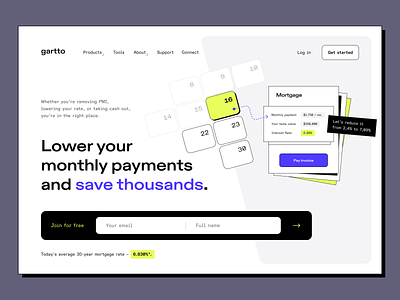 gartto: web design buy corporate website finance finance app fintech hero section house landing page loan product website saas sell website
