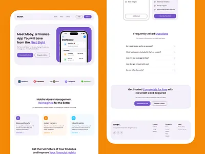 Moby - Home Page design digital design landing page landing page design landing page ui marketing website design marketing website ui mobile app landing page mobile app website product design ui ui for marketing website ui for web ui for website uiux web design web ui website design website ui website ui design