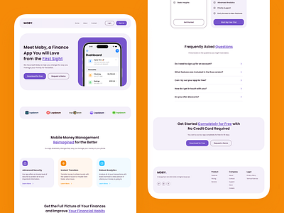 Moby - Home Page design digital design landing page landing page design landing page ui marketing website design marketing website ui mobile app landing page mobile app website product design ui ui for marketing website ui for web ui for website uiux web design web ui website design website ui website ui design
