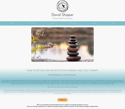 David Shipper | Mental Health Counseling in Nyack, NY branding calming client project counseling css design html js logo mental health minimal open web design web development website