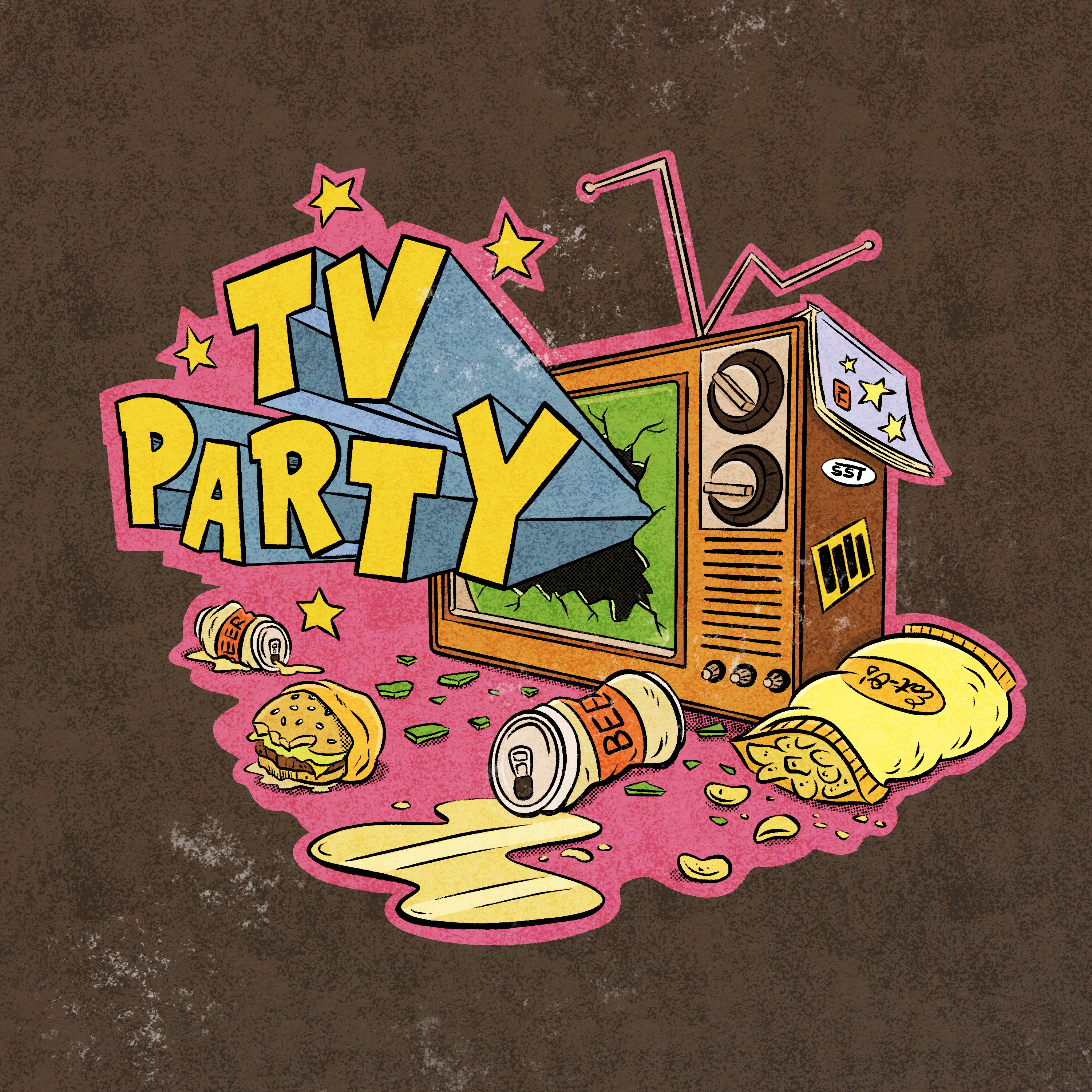 TV Party 80s beer black flag fast food henry rollins illustration ipad pro ipadpro lettering music party procreate punk punk rock retro rock tv