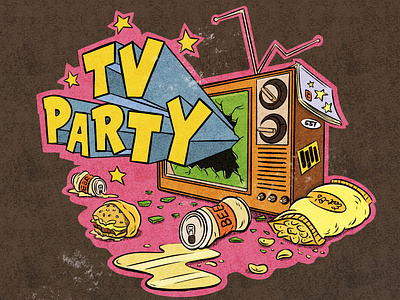 TV Party 80s beer black flag fast food henry rollins illustration ipad pro ipadpro lettering music party procreate punk punk rock retro rock tv