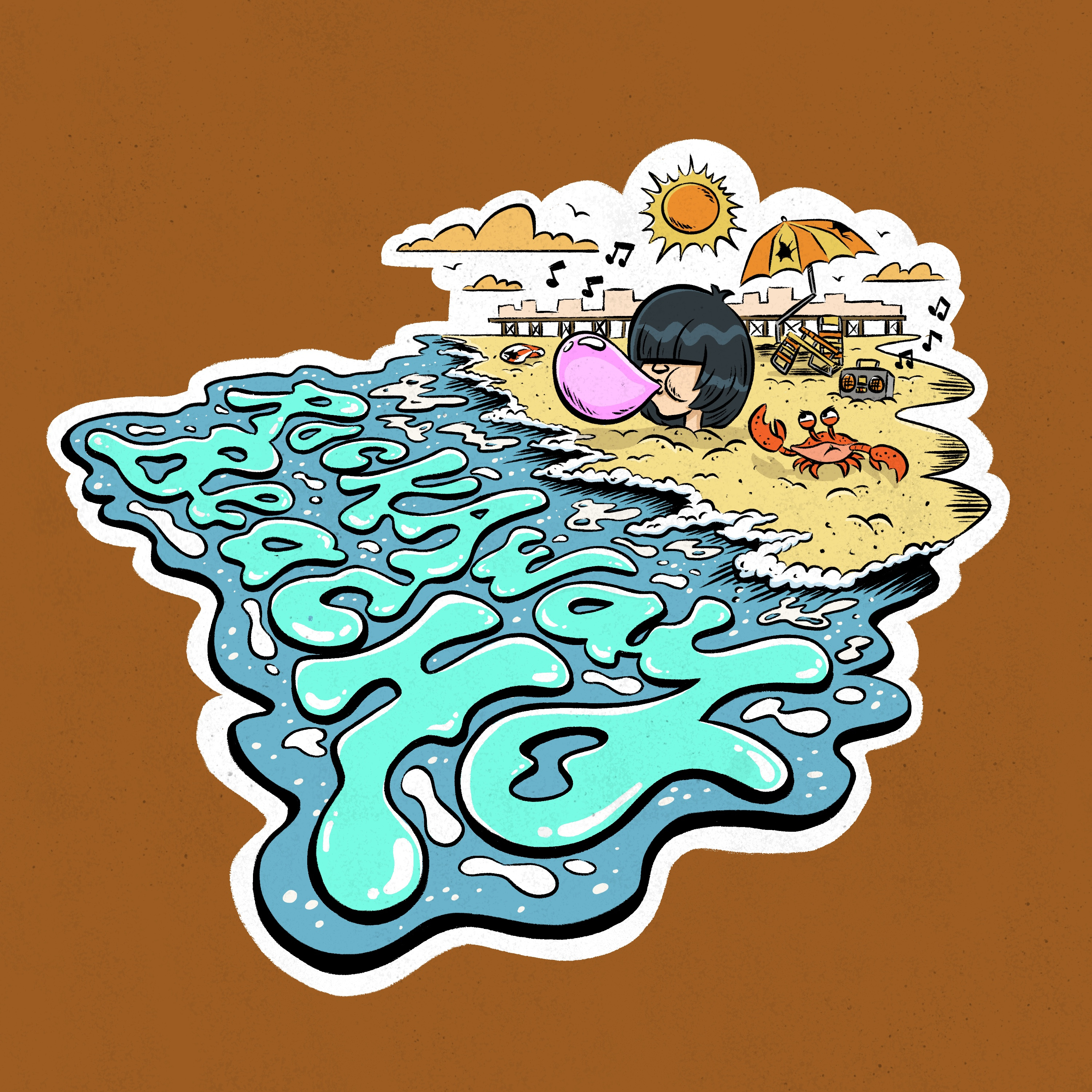 Rockaway Beach beach crab illustration ipad pro ipadpro lettering music procreate punk punk rock ramones retro summer sun the ramones