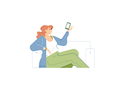 Customer Support Service business character customer service customer support service illustration phone woman
