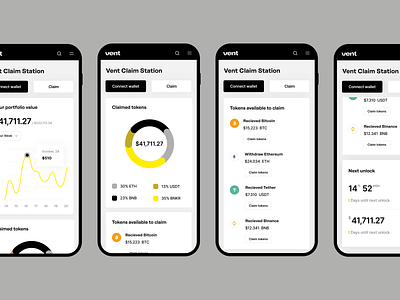 Vent App – Claim Station Mobile bazen agency bitcoin blockchain crowdfunding crowdfunding platform crypto crypto app crypto wallet defi design system eth finance financial management fintech grid uiux vent website design