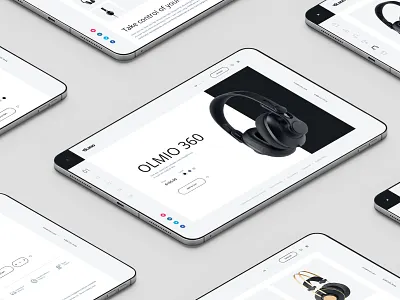 Olmio — Website Design b2c blackandwhite e shop graphic design grey headphones minimal mobile devices online shop shop shopping store ui user interface web design website
