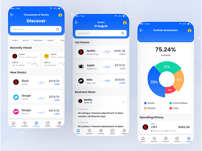 Stock Exchange App UI app design app ui graphic design illustration kit mobile apps new new ui saad khan saadkhanuiux stock exchange ui ux