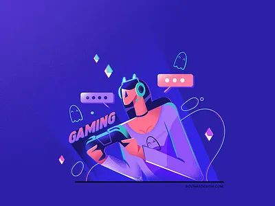 :::Gamer Girl::: character design future gamer gaming illustration infographic neon playstation space vector video games