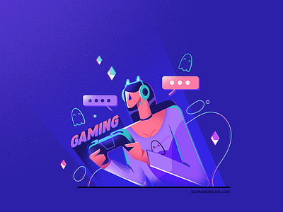 :::Gamer Girl::: character design future gamer gaming illustration infographic neon playstation space vector video games