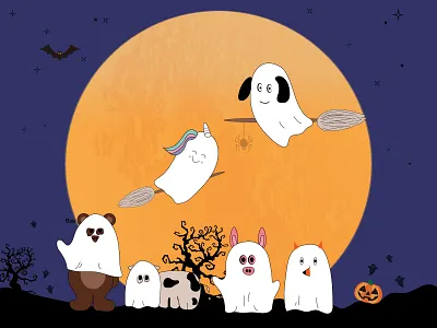 animals and Halloween design flat graphic design halloween illustration vector