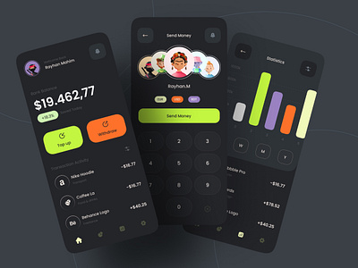 Mobile App bank bank account bank app bank card banking banking app creative credit card darkapp finance app finances fintech ios mobile app money management money transfer product design transactions ui uiux