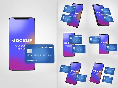3d Smartphone With Credit Card Mockup branding card mockup card payment credit card mockup credit card payment design illustration mobile mockup mobile template mockup payment psd screen mockups smartphone splash screen template ui