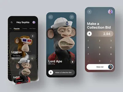 NFT Marketplace Concept app app design ethereum figma mobile app mobile design nft ui design uiux design