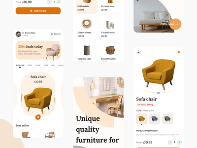 Furniture E-shop App UI app buy design dicount e commerce e shop furniture lamp order shop shopping sofa ui ux