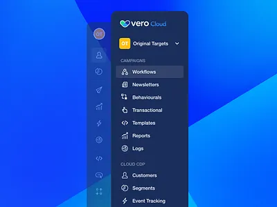 Vero Cloud navigation design ui