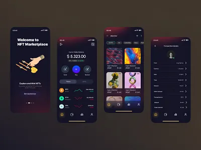 NFT Marketplace Mobile App Design app art blochain blockchain coin cryptoart defi design eth etherium figma futuristic marketplace nft shop token ui web 3.0