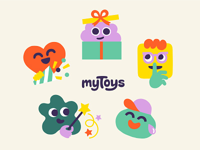 Brand character design for MyToys brand characters branding character character design characters children colorful cute cute illustration flat color flat style icons illustration illustration library illustrator kawaii leena kisonen playful scandinavian scandinavian illustration