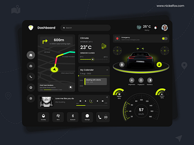 Car Assistant Dashboard assistant dashboard automatic car dashboard clean dark dashboard design electric vehicle future car futuristic go green map minimal music player navigation smart device smart vehicle technology transition ui