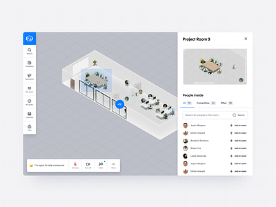 Sococo - Project Room 3d app conferencing dashboard design desktop app minimal render ui ux video virtual office