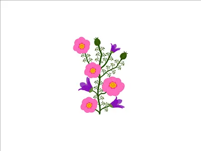 Floral Design, colorful Flowers illustration Vector. line art