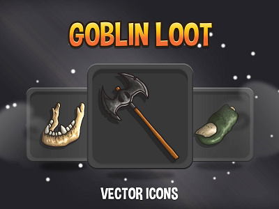 Goblin Loot Game Icons 2d art asset assets fantasy game game assets gamedev goblin icon icone icons indie indie game loot mmo mmorpg rpg set