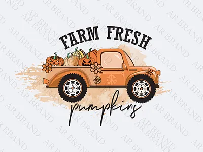 Pumpkin Car Sublimation Vector Design agriculture