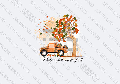 Pumpkin Car Tree Sublimation Vector Design agriculture