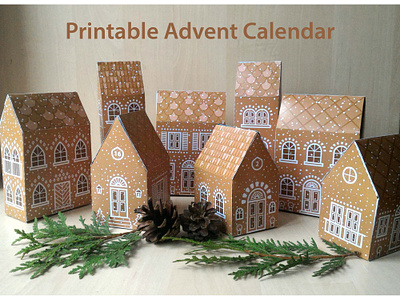 Advent Christmas gingerbread paper houses 3d paper house advent advent calendar calendar christmas christmas countdown christmas village gift gingerbread gingerbread box gingerbread house graphic design house paper paper cut house paper house printable printable house village winter