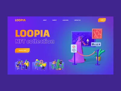 Landing page for NFT collection blockchain crypto cryptoart dark design digital dribbble figma homepage landing landing page lp metaverse minimal nft simple token ui webdesign website