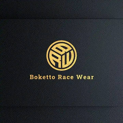 ( BRW ) BOKETTO RACE WEAR Logo with Leather Logo mockup effect branding design graphic design illustration logo logodesign logomockup vector