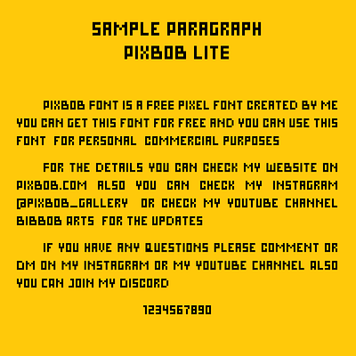 PIXBOB LITE - Free Pixel Font (Sample Paragraph) free font