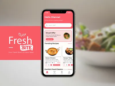 Fresh Bite: Healthy Eating Made Simple foodapp healthyliving minimaldesign mobileappdesign ui ux