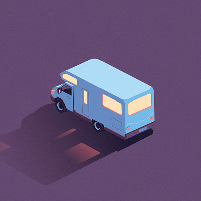 Camper 2d camper caravan illustration isometric procreate vector vehicle