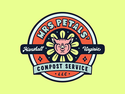 We got a new mascot badge branding custom type flower illustration lettering pig procreate script lettering vintage
