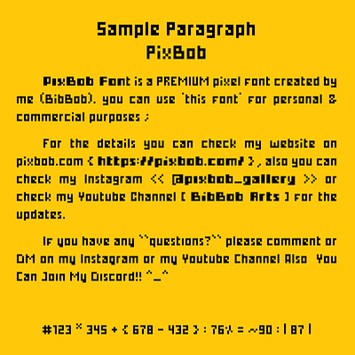 PixBob Font - Premium Pixel Fonts (Sample Paragraph) bibbob