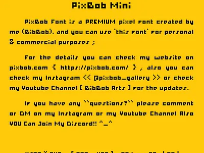 PixBob Mini - Premium Pixel Font (Sample Paragraph) 8bit bibbob font fonts free font pixel