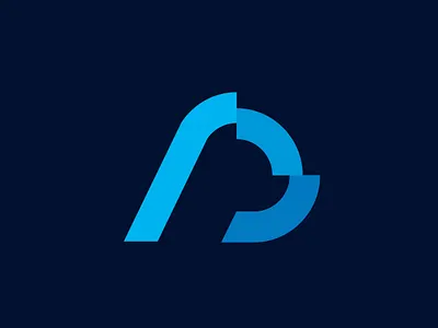 Dog head blue dog geometric head logo minimalistic