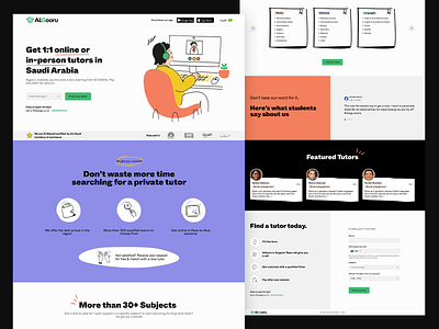Homepage - KSA Tutoring Platform children colorful concept creative edtech education homepage illustration online education playful student tutoring ui ui design