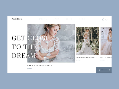 Wedding dresses salon e-commerce store website ae aesthetics animation beauty design e commerce figma inspiration interaction light marketplace minimalistic store style tenderness ui webdesign website wedding wedding shop