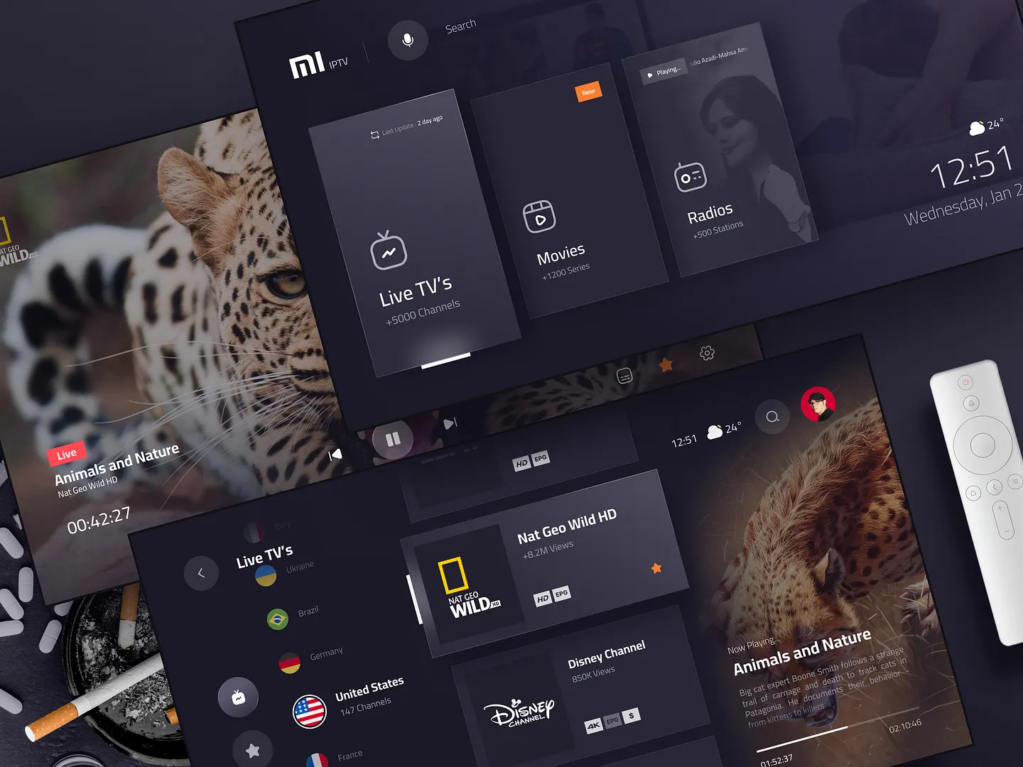 Modern TV Website Design: Mi IPTV Android TV Interface