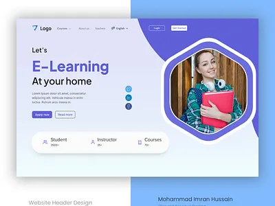 E-learning website Header Design userinterface websitedesign