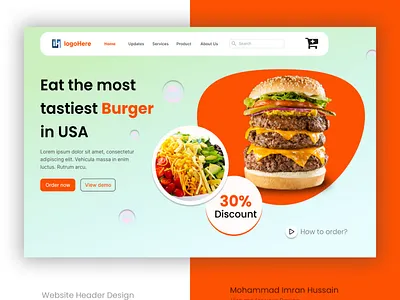 Food Restaurant website Header Design userinterface