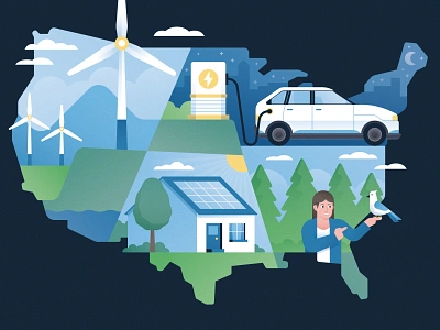 US States and Net Zero climate change editorial electric car magazine map nature renewables research science solar usa wind turbine