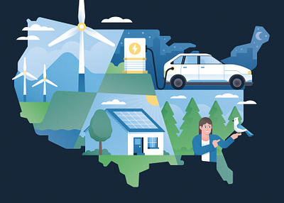 US States and Net Zero climate change editorial electric car magazine map nature renewables research science solar usa wind turbine