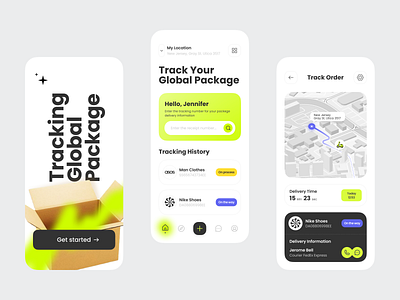 Package Tracking app concept courier design mobile tracking
