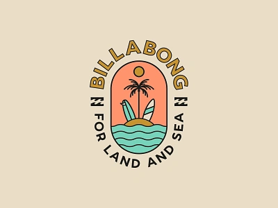 Billabong Badge apparel badge beach billabong branding graphic tee icon illustration island logo ocean palm tree shane harris shirt summer surf t shirt type