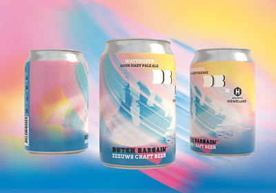 Dutch Bargain x Homeland collab 3d art artist artwork beer beercan branding color design digital digital art graphic graphic design illustration package package design pastel ship